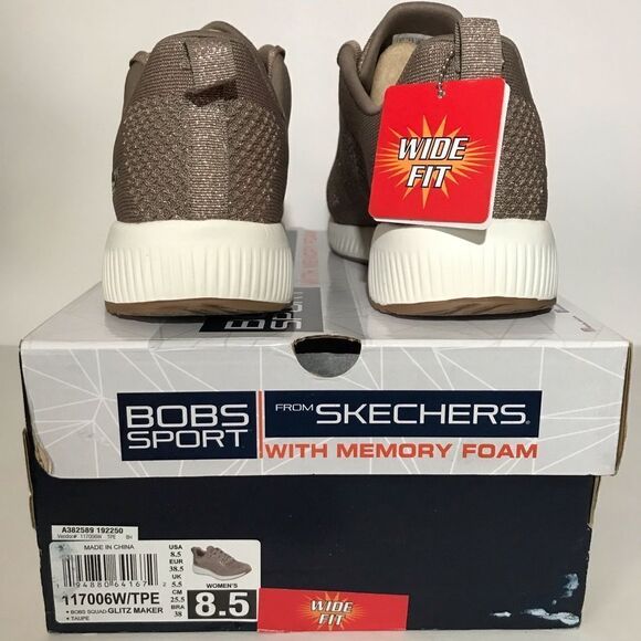 Skechers BOBS Squad Glitz Sparkle Knit Lace-Up Sneakers - Picture 9 of 9